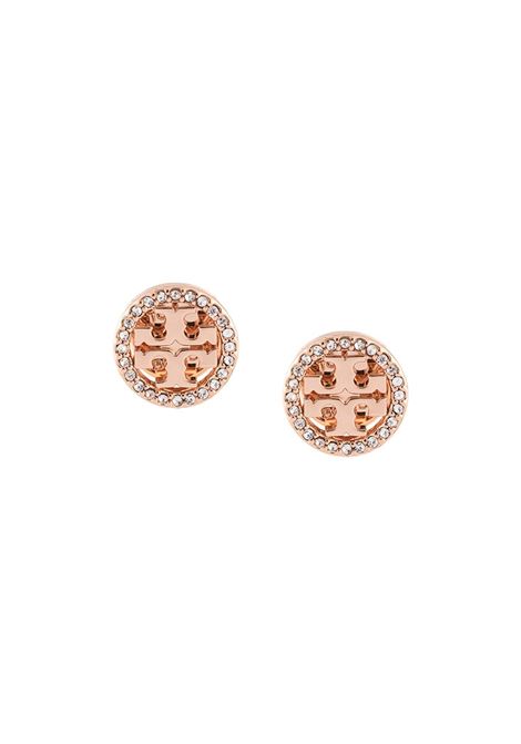 Gold crystal logo circle-stud earring Tory Burch - women